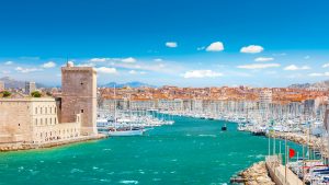 Aerial,Panoramic,View,Of,Marseille,Old,Port,With,Yachts,And