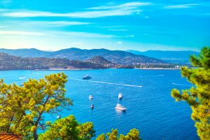 Cannes,And,La,Napoule,Panoramic,Sea,Bay,View,,Yachts,And