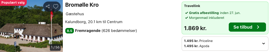 Bromølle Kro tilbud - Rejs365