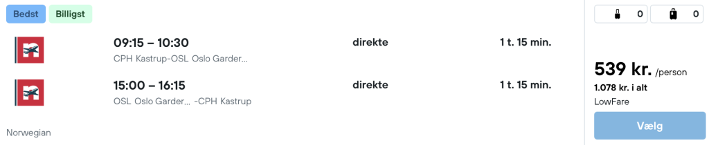 København - Oslo - Rejs365