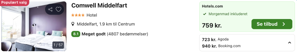 Comwell Middelfart tilbud - Rejs365