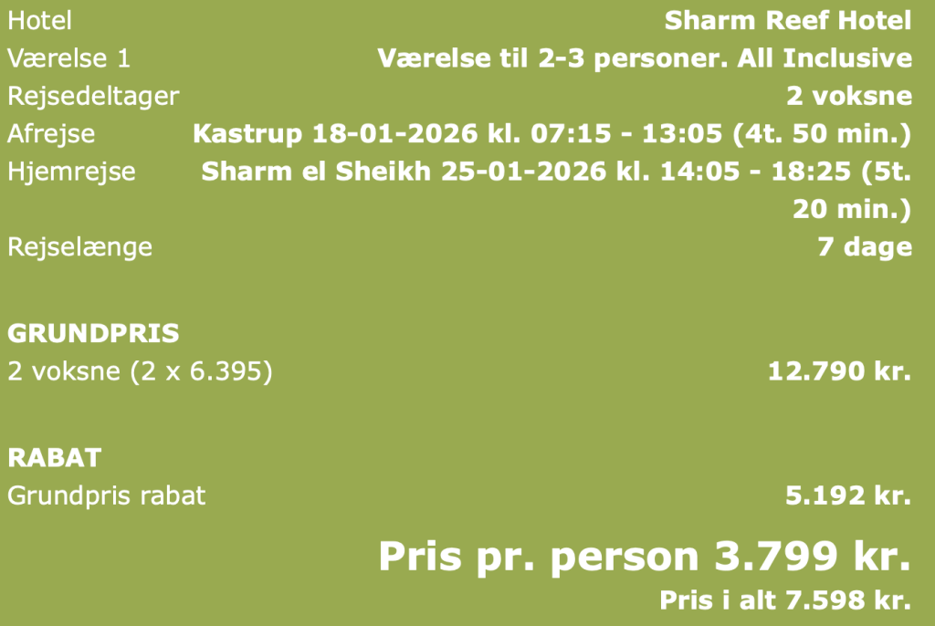 København - Sharm el Sheikh - Rejs365