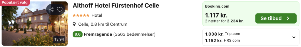 Althoff Hotel Fürstenhof tilbud - Rejs365