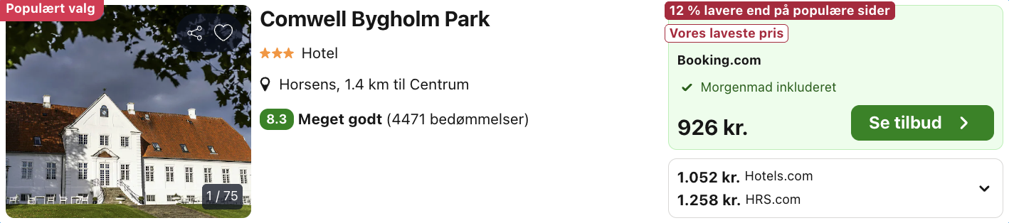 Comwell Bygholm Park tilbud - Rejs365