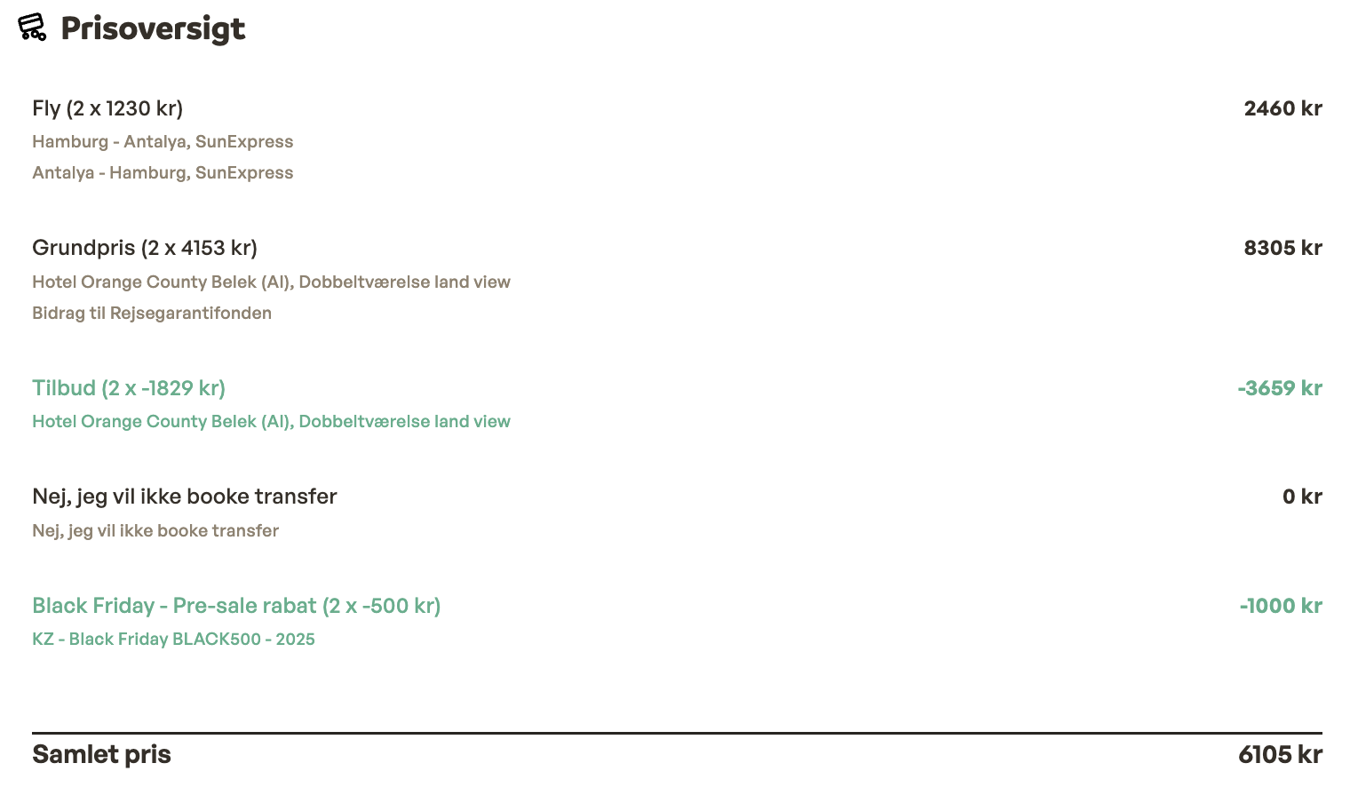 Belek tilbud - Rejs365