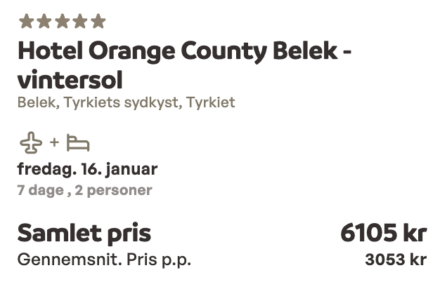 Belek tilbud - Rejs365