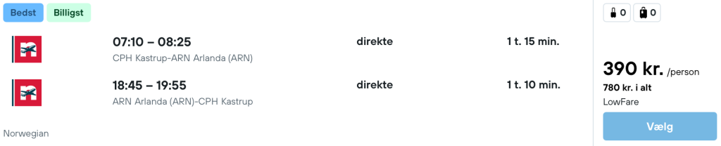 København - Stockholm - Rejs365