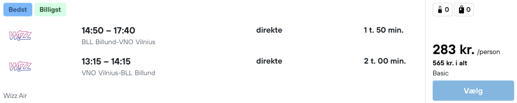 Billund - Vilnius - Rejs365