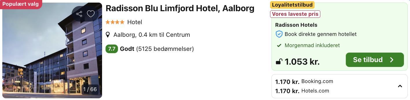 Radisson Blu Limfjord Hotel, Aalborg tilbud - Rejs365