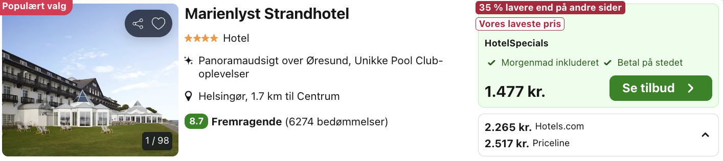 Marienlyst Strandhotel tilbud - Rejs365