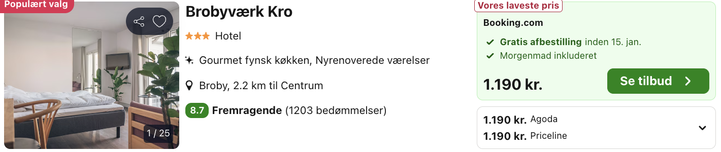 Brobyværk Kro tilbud - Rejs365