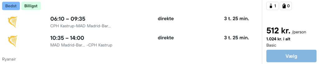 København - Madrid - Rejs365