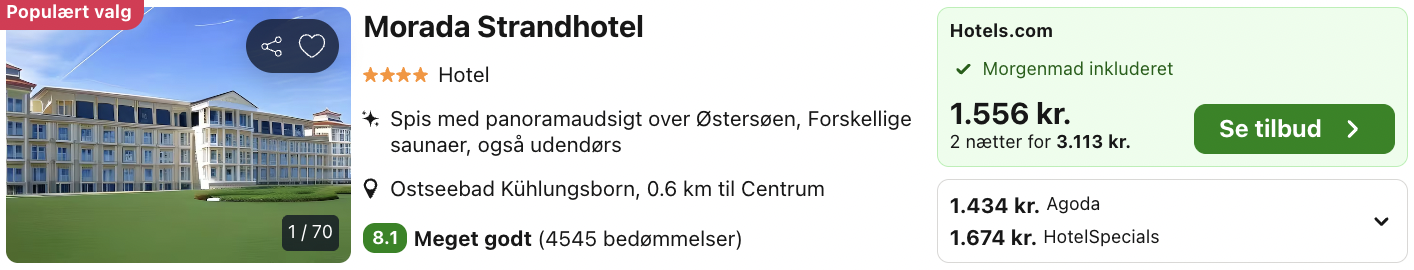 Morada Strandhotel tilbud - Rejs365