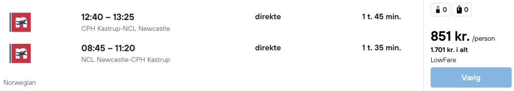 København - Newcastle - Rejs365