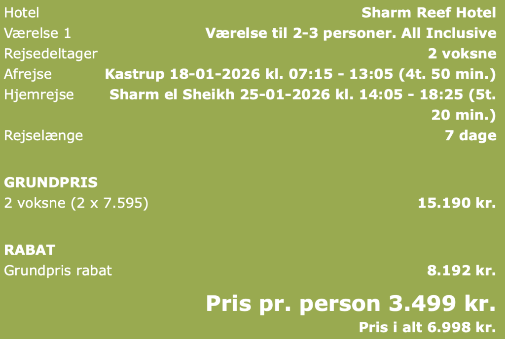 København - Sharm el Sheilkh - Rejs365