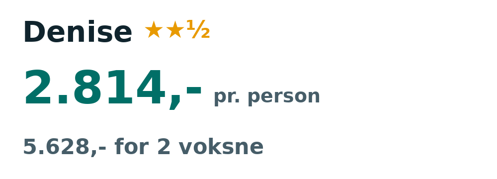 Prisoversigt fra København: 26. sep - 3. okt 26, 7 nætter, 2.814,- pr. person