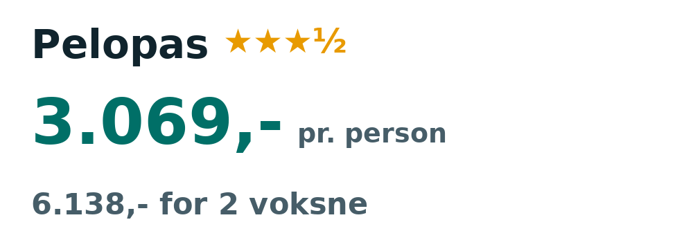 Prisoversigt fra København: 25. sep - 3. okt 26, 7 nætter, 3.069,- pr. person