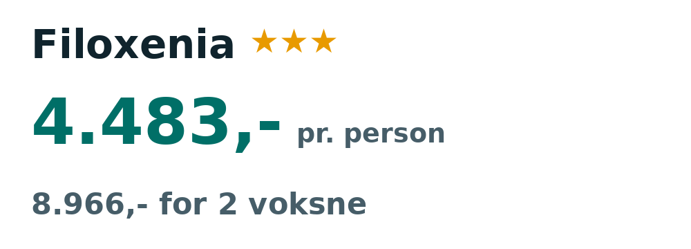 Prisoversigt fra Billund: 28. sep - 5. okt 26, 7 nætter, 4.483,- pr. person