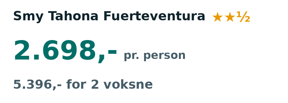 Prisoversigt fra Aalborg: 18. - 25. jan 27, 7 nætter, 2.698,- pr. person