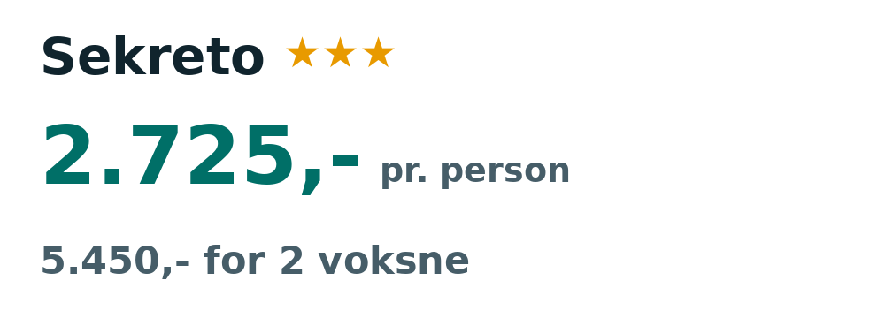 Prisoversigt fra København: 21. - 28. sep 26, 7 nætter, 2.725,- pr. person