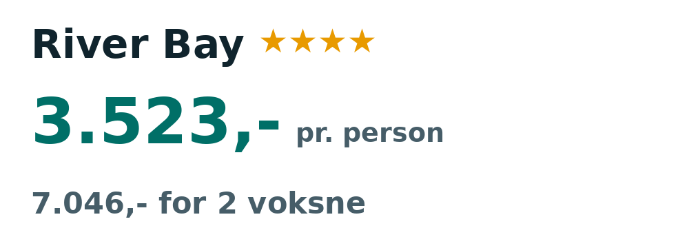 Prisoversigt fra Aalborg: 7. - 14. okt 26, 7 nætter, 3.523,- pr. person