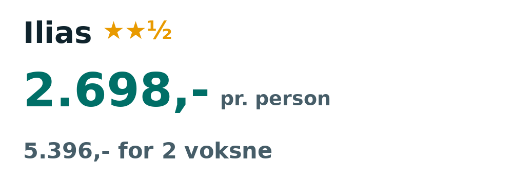 Prisoversigt fra København: 5. - 12. sep 26, 7 nætter, 2.698,- pr. person