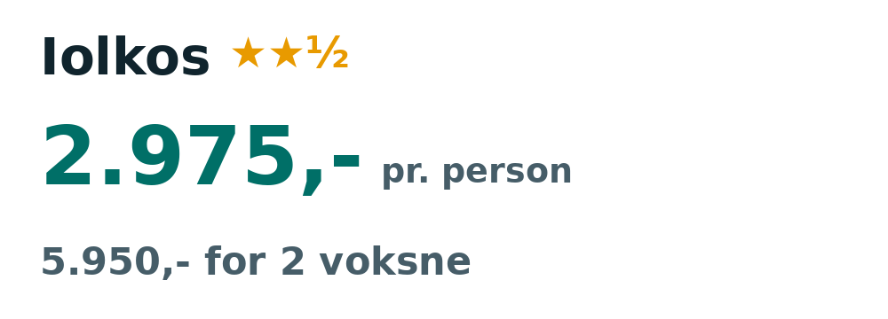 Prisoversigt fra København: 27. aug - 3. sep 26, 7 nætter, 2.975,- pr. person