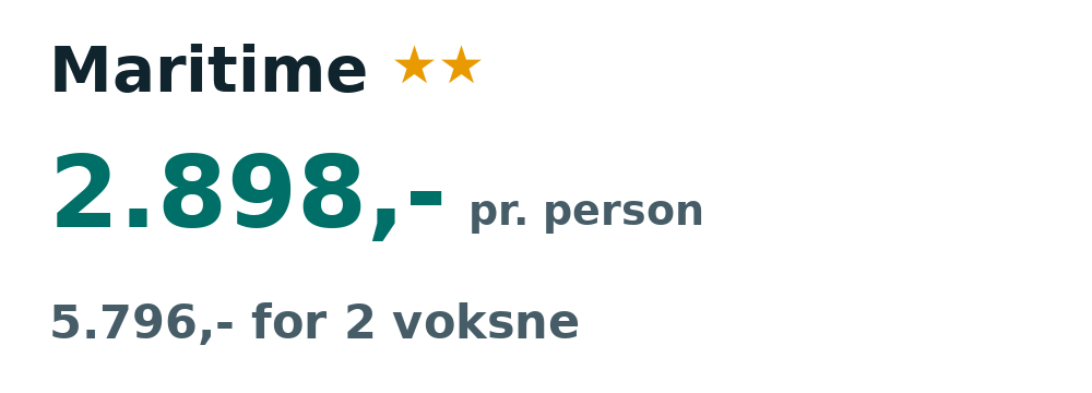Prisoversigt fra Billund: 30. aug - 6. sep 26, 7 nætter, 2.898,- pr. person