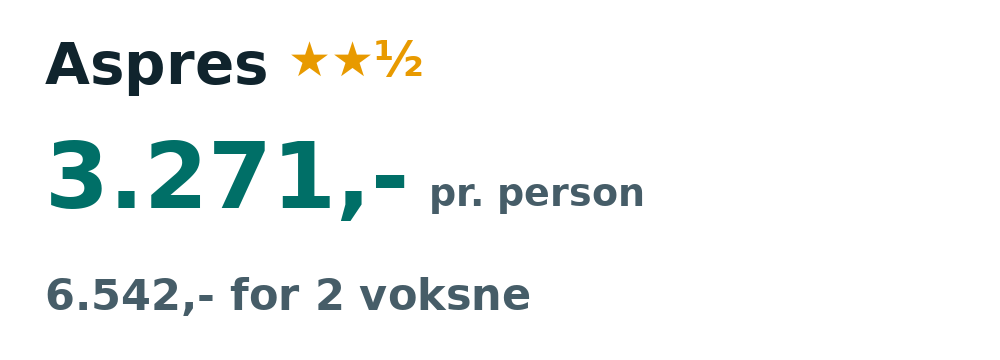 Prisoversigt fra København: 26. sep - 3. okt 26, 7 nætter, 3.271,- pr. person