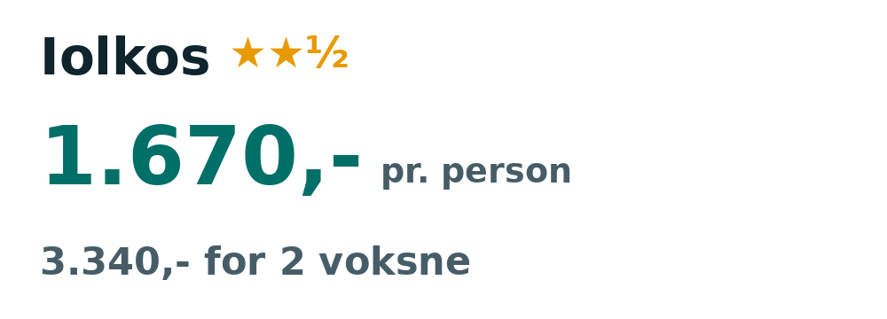 Prisoversigt fra Billund: 27. aug - 3. sep 26, 7 nætter, 1.670,- pr. person