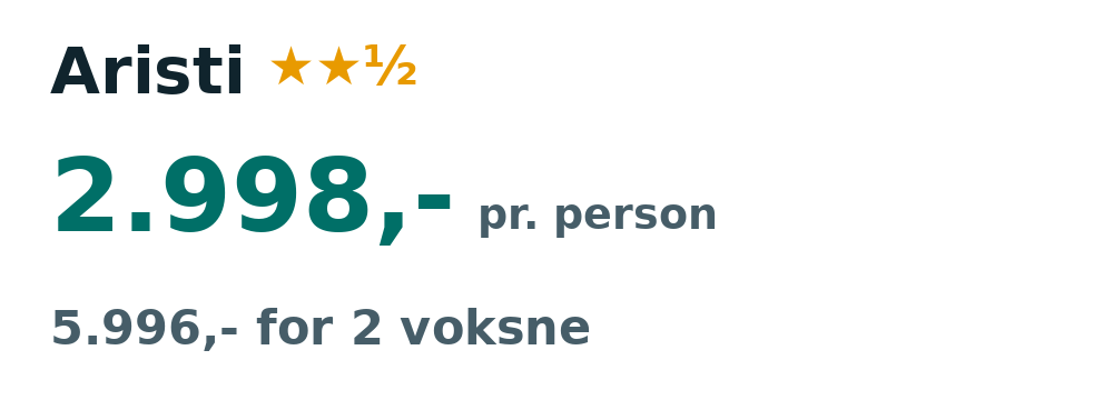 Prisoversigt fra København: 20. - 27. sep 26, 7 nætter, 2.998,- pr. person