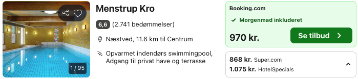 Se det aktuelle tilbud til Menstrup Kro Næstved