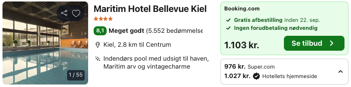 Se det aktuelle tilbud til Maritim Hotel Bellevue Kiel