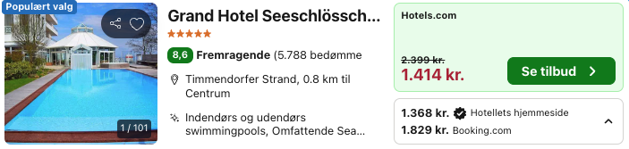 Se det aktuelle tilbud til Grand Hotel Seeschlösschen Sea Retreat Spa Timmendorfer Strand