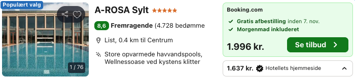 Se det aktuelle tilbud til A Rosa Sylt List