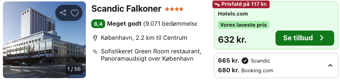 Se det aktuelle tilbud til Scandic Falkoner København