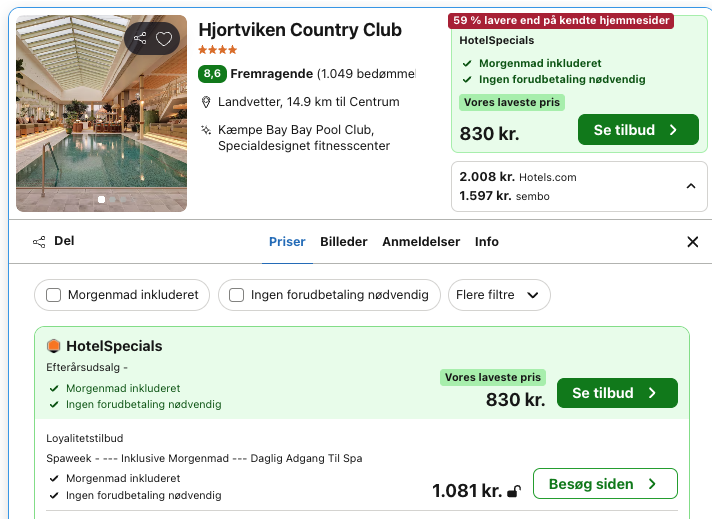 Se det aktuelle tilbud til Hjortviken Country Club Landvetter
