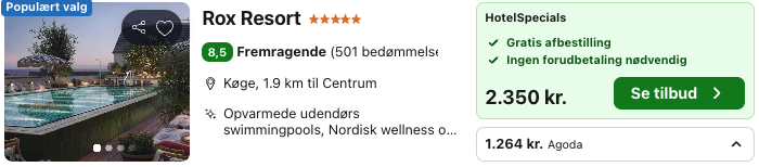 Se det aktuelle tilbud til Rox Resort Køge