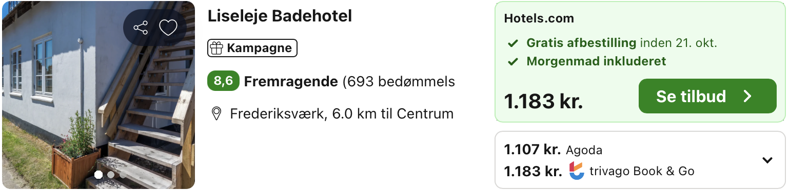 Se det aktuelle tilbud til Liseleje Badehotel Frederiksværk