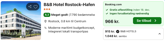 Se det aktuelle tilbud til B B Hotel Rostock Hafen