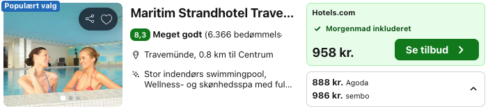 Se det aktuelle tilbud til Maritim Strandhotel Travemünde