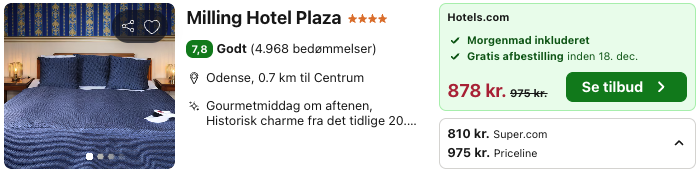 Se det aktuelle tilbud til Milling Hotel Plaza Odense