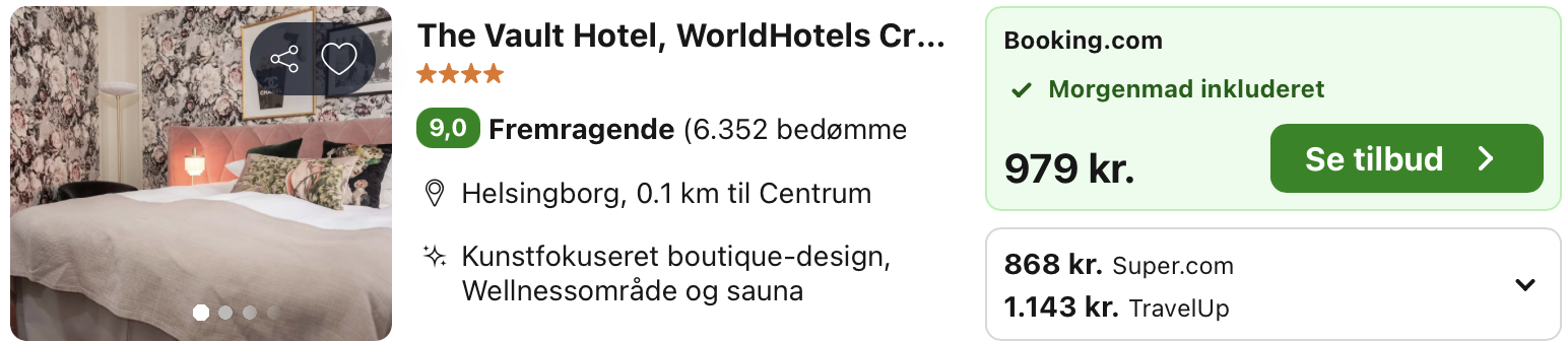 Se det aktuelle tilbud til The Vault Hotel Worldhotels Crafted Helsingborg