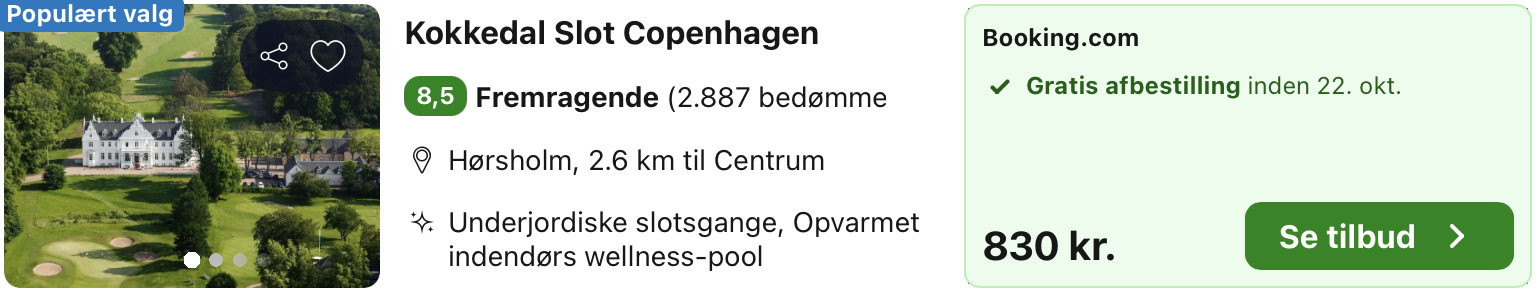 Se det aktuelle tilbud til Kokkedal Slot Copenhagen Hørsholm