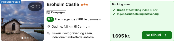 Se det aktuelle tilbud til Broholm Castle Gudme