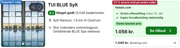 Se det aktuelle tilbud til Tui Blue Sylt Sylt Rantum