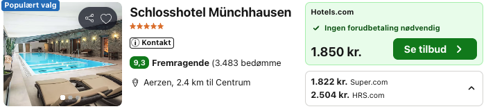 Se det aktuelle tilbud til Schlosshotel Münchhausen Aerzen