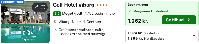Se det aktuelle tilbud til Golf Hotel Viborg