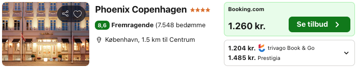 Se det aktuelle tilbud til Phoenix Copenhagen København