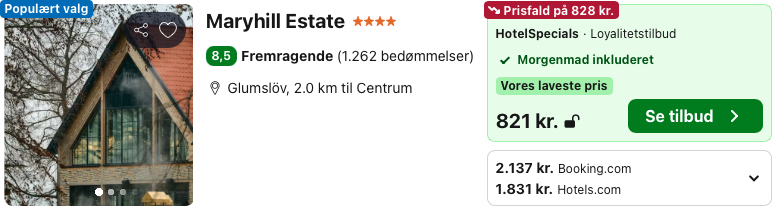 Se det aktuelle tilbud til Maryhill Estate Glumslöv